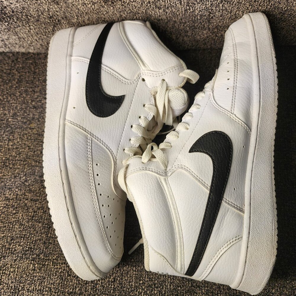 Nike Men's Court Vision Mid Sneakers Size 8.5 White Black White Unisex